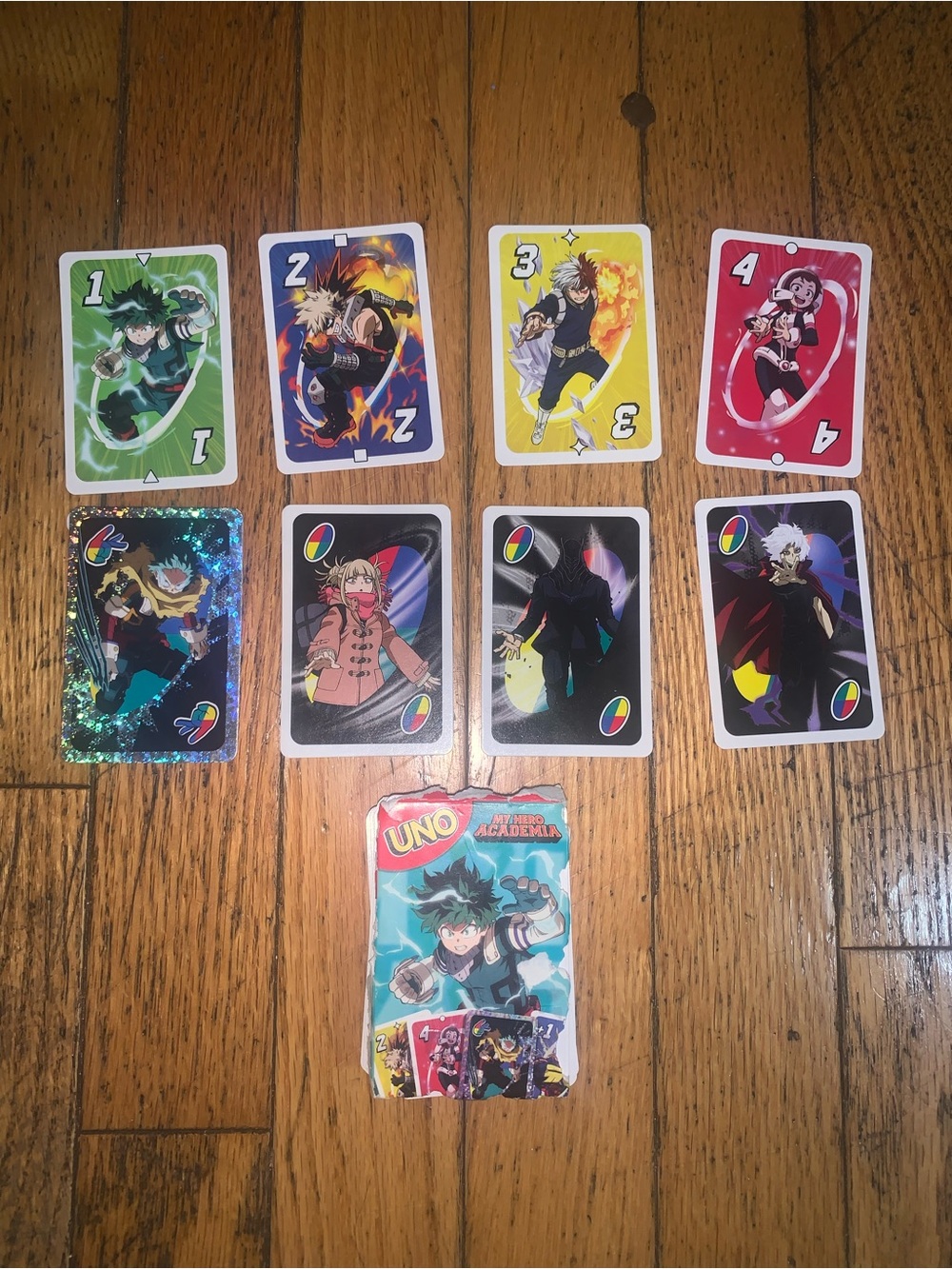 My hero academia anime uno cards